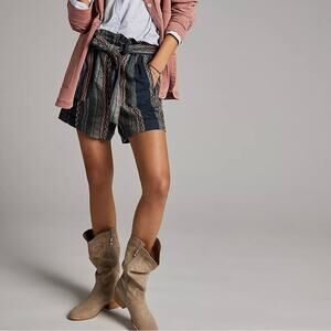 Anthropologie Black High Waist Shorts with Tie Belt